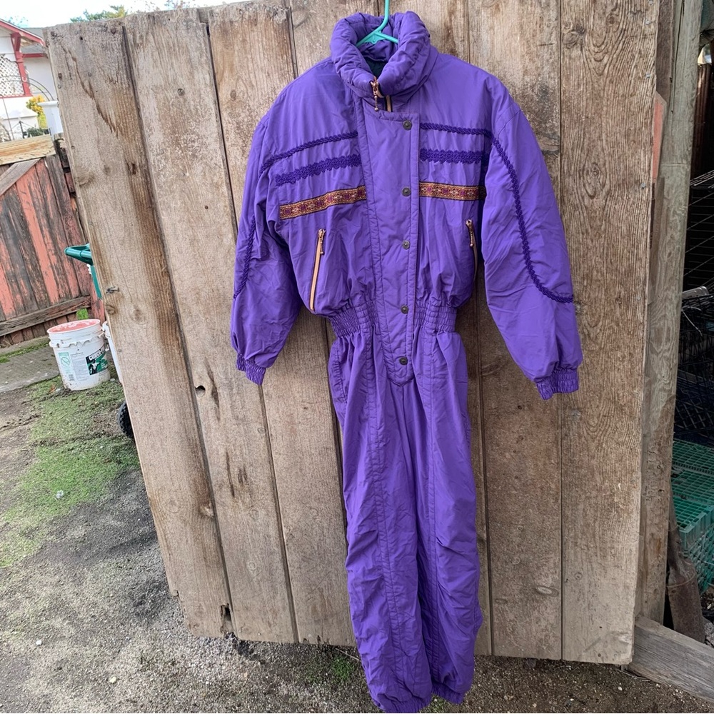Vtg Skiing Passport Skisuit Size 6 One Piece Snow Purple Design 90’s